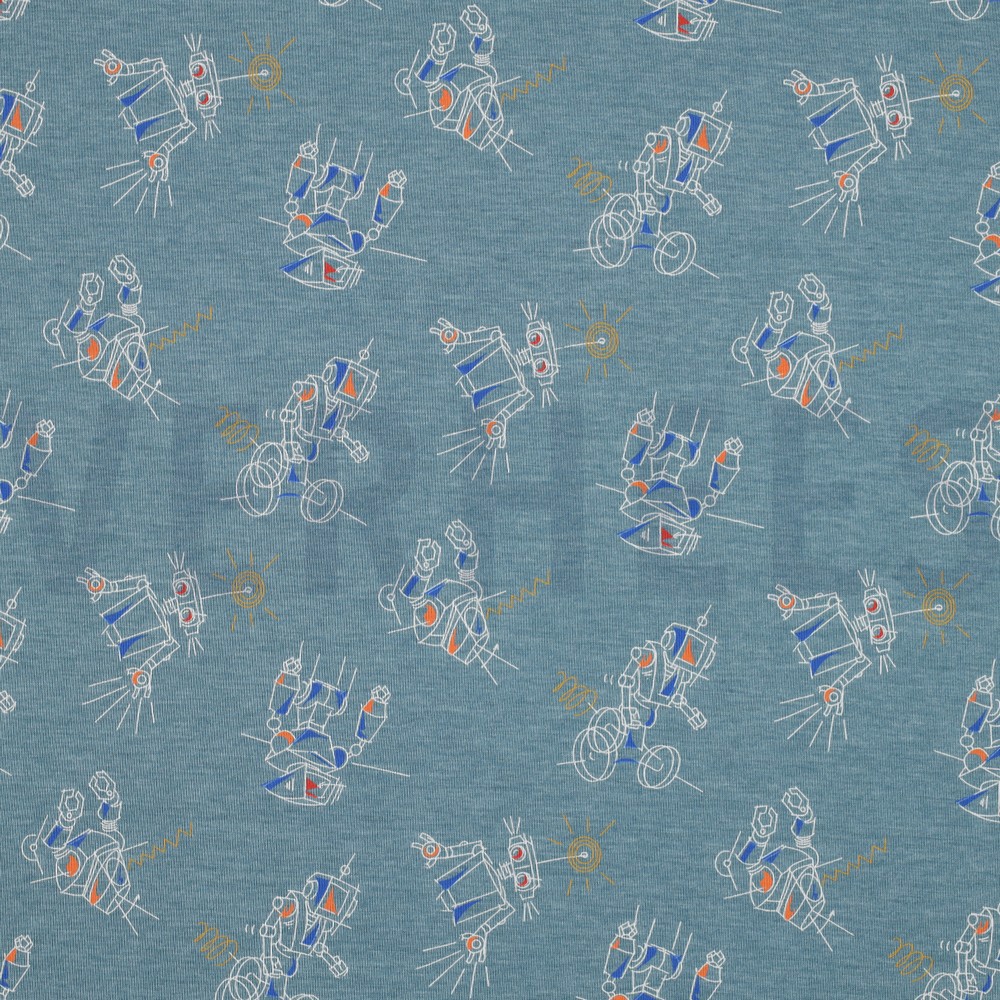 JERSEY MELANGE ROBOTS SMOKE BLUE MELANGE