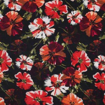 VISCOSE ROSELLA STRETCH DIGITAL FLEURS NOIR (hover)
