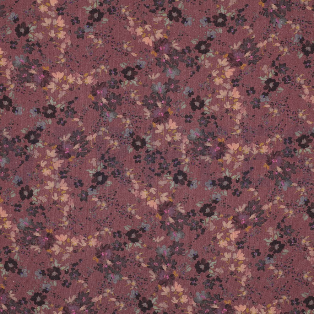 VISCOSE ROSELLA STRETCH DIGITAAL BLOEMEN ROZENHOUT