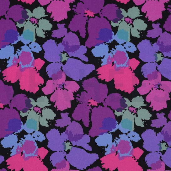 VISCOSE RADIANCE DIGITAL ABSTRAIT FLEURS NOIR #7