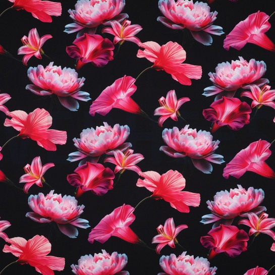 VISCOSE RADIANCE DIGITAL FLOWERS BLACK #7