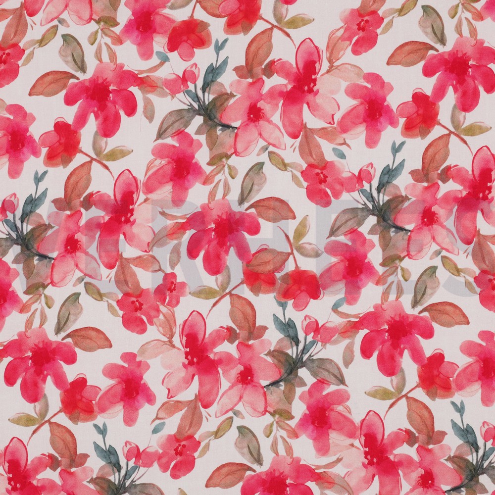VISCOSE RADIANCE DIGITAL FLOWERS OFF WHITE