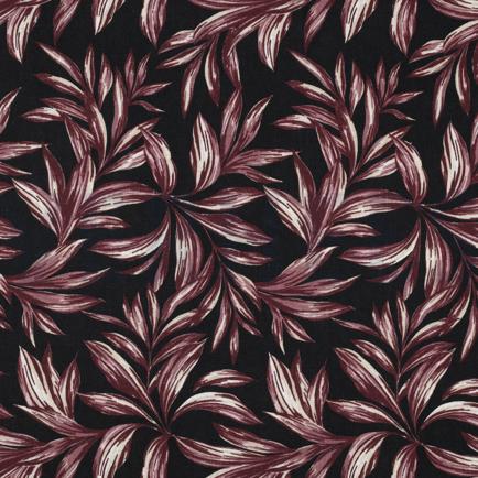 LIN VISCOSE LAVÉ FEUILLES NOIR (hover)