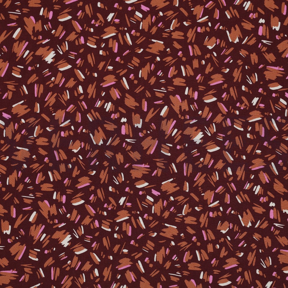 VISCOSE RADIANCE FLOWERS AND STRIPES WINE RED