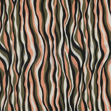 VISCOSE RADIANCE FLEURS ET RAYURES VERT ARMÉE (hover)