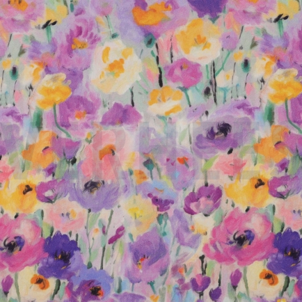 VISCOSE SATIN DIGITAL FLOWERS LAVENDER (hover)