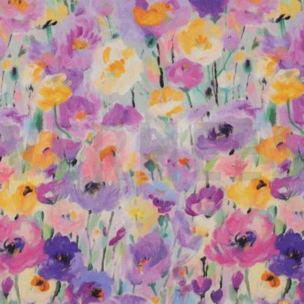 VISKOSE SATIN DIGITAL BLUMEN LAVENDEL (hover)