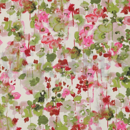 VISCOSE SATIN DIGITAL FLOWERS ECRU #7