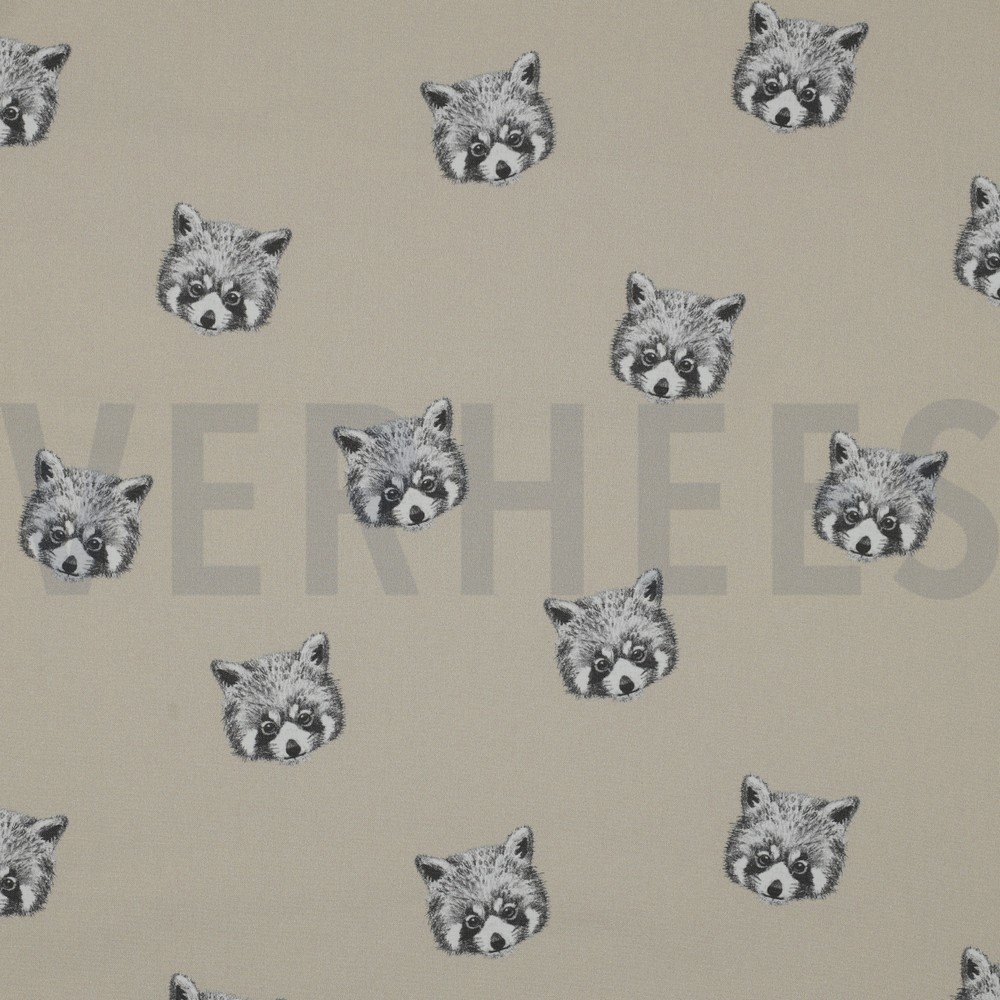 FINE POPLIN DIGITAL RED PANDAS SAND