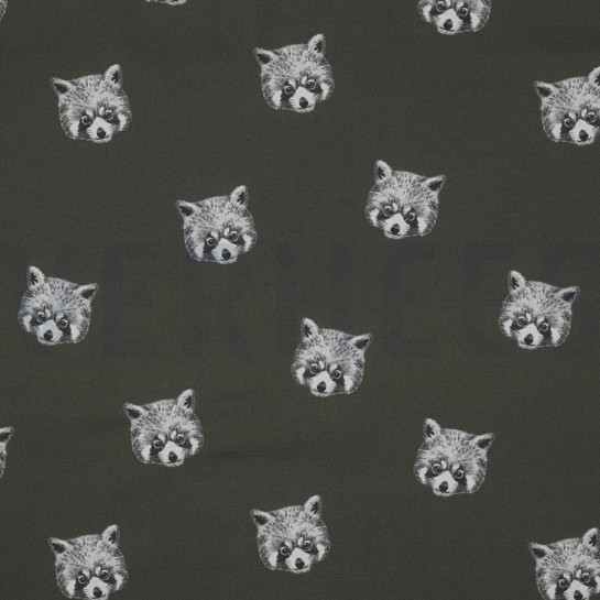 KATOENEN POPLIN DIGITAAL RODE PANDA’S ZEEWIERGROEN #7