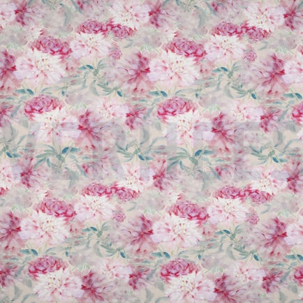 VISCOSE JERSEY DIGITAL FLEURS ROSE CLAIR (hover)