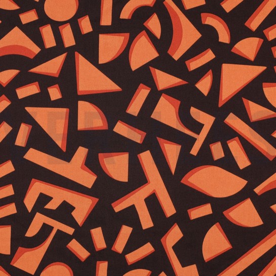 BAUMWOLLE SATIN GEOMETRISCH DUNKELBRAUN #7