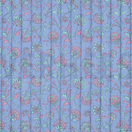 STEPPSTOFF MUSSELIN BLUMEN ZWEISEITIG HELLBLAU / MINT (hover)