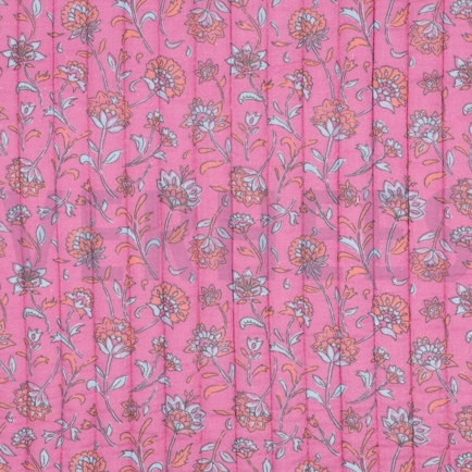 STEPPSTOFF MUSSELIN BLUMEN ZWEISEITIG FUCHSIA/HELLBLAU (hover)