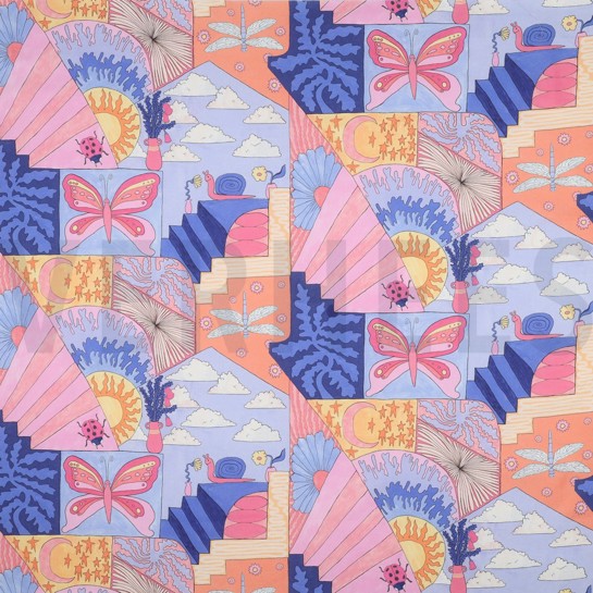 KATOENEN POPLIN DIGITAAL KLEINE WEZENTJES NERIDA HANSEN HEMELSBLAUW #7