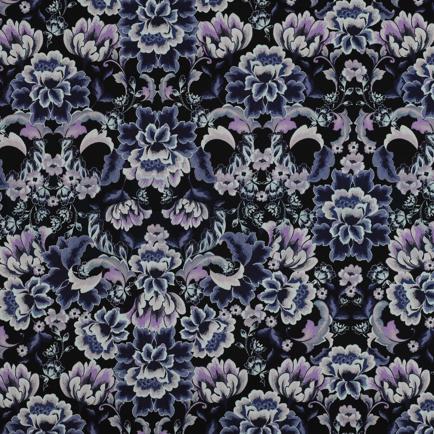 COTTON SATIN DIGITAL FLOWERS BLACK (hover)
