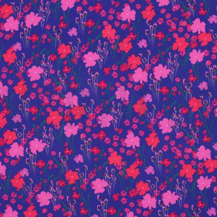 LENZING™ ECOVERO™ DIGITAL FLOWERS COBALT (hover)