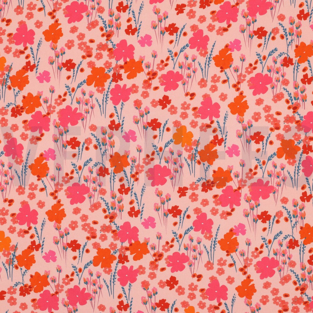 LENZING™ ECOVERO™ DIGITAAL BLOEMEN PERZIK