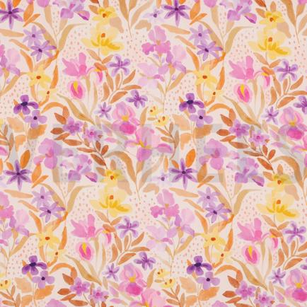 LENZING™ ECOVERO™ DIGITAL FLOWERS PEACH (hover)