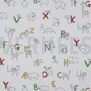 KATOENEN POPLIN GOTS DIERENALFABET WIT (thumbnail)