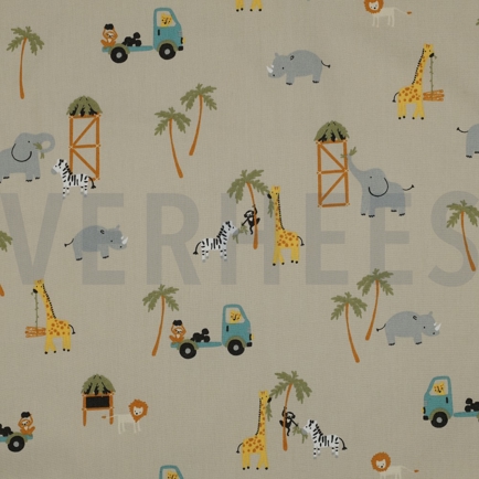 FINE POPLIN SAFARI ANIMALS CAMEL (hover)