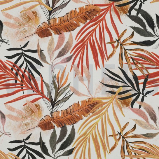 CANVAS DIGITAL TROPICAL LEAVES ECRU #7