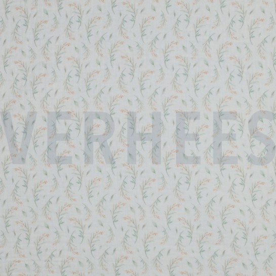 DOUBLE GAUZE DIGITAL LEAVES WHITE #7