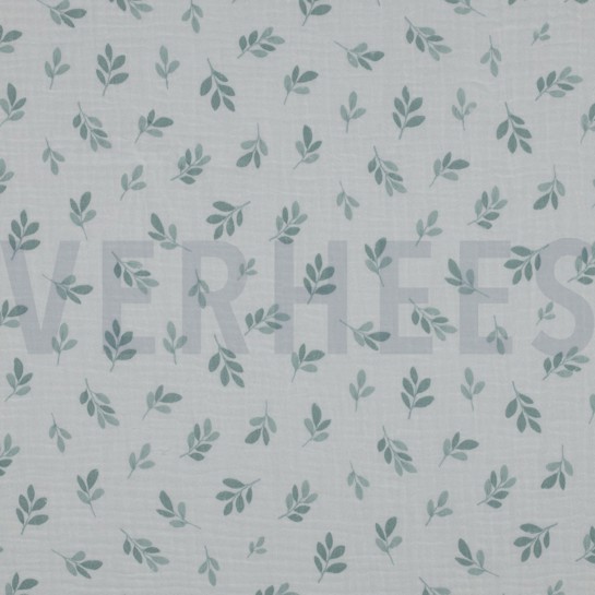 DOUBLE GAUZE BLADEREN SALIEGROEN #7