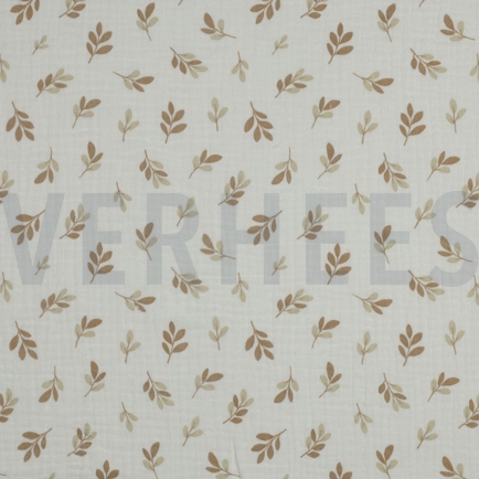 DOUBLE GAUZE BLADEREN TAUPE (hover)