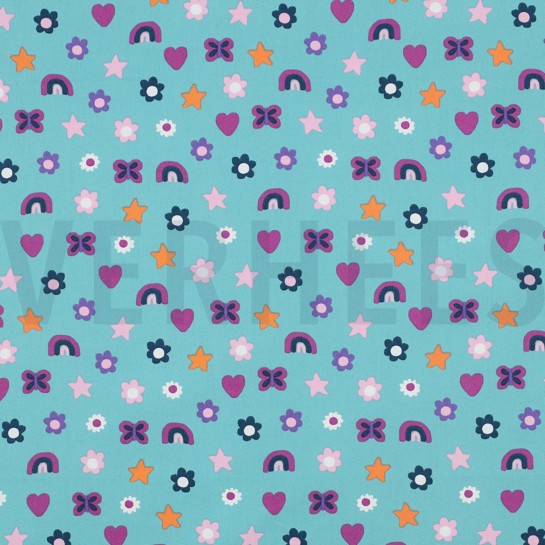 POPELINE DE COTON AMOUR PÉTROLE CLAIR #7