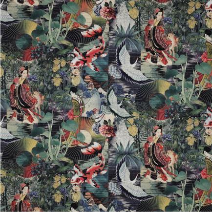 TOILE DÉCORATION DIGITAL ORIENTAL VERT ÉMERAUDE (hover)