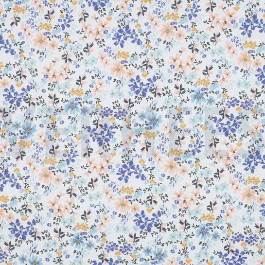 COTON VOILE DIGITAL FLEURS BLEU #7