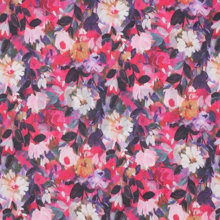 COTTON VOILE DIGITAL FLOWERS FUCHSIA (hover)