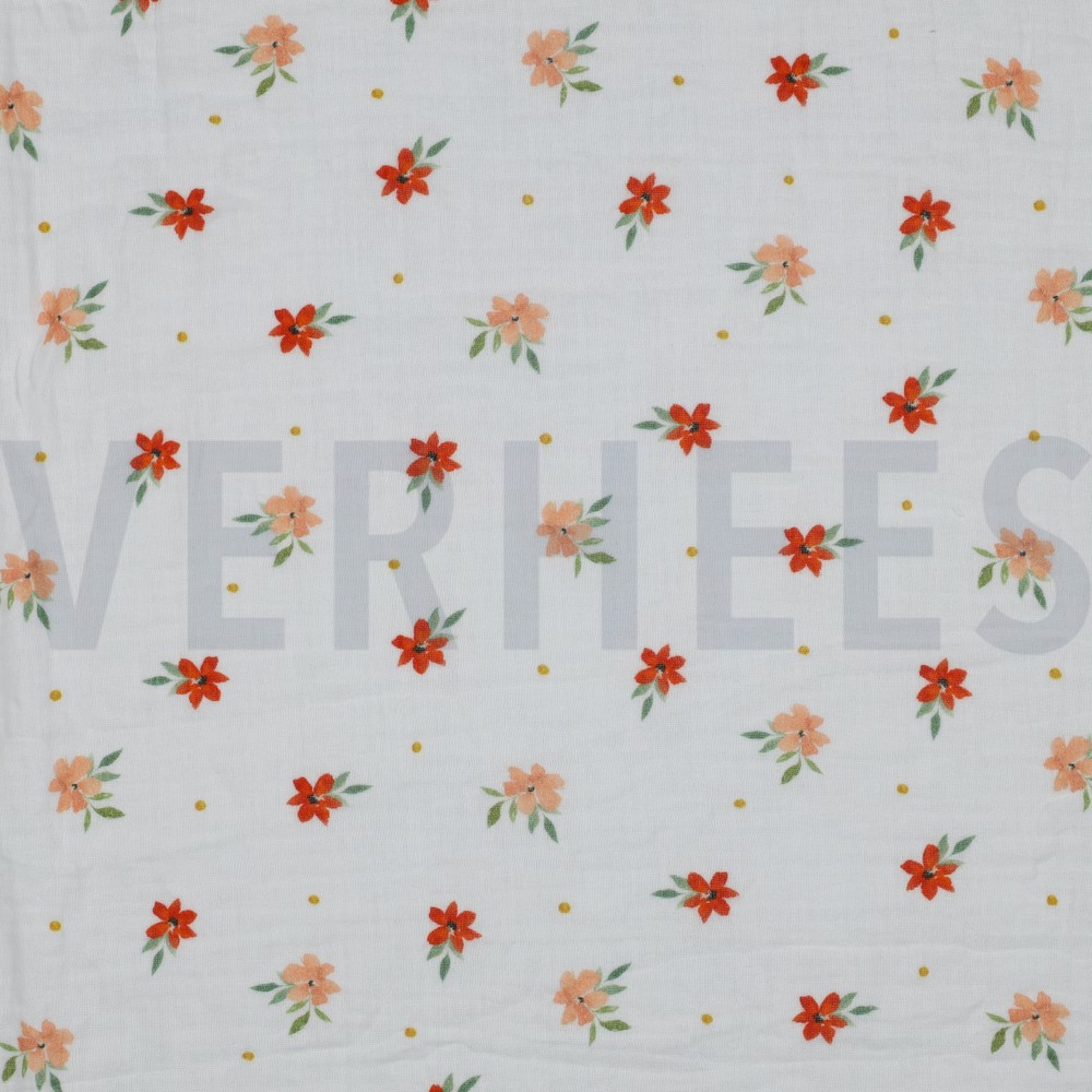 DOUBLE GAUZE DIGITAAL BLOEMEN ROZE