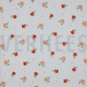 DOUBLE GAZE DE COTON FLEURS ROSE (thumbnail)