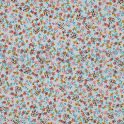 DOUBLE GAZE DE COTON GOTS DIGITAL  FLEURS ROSE (hover)