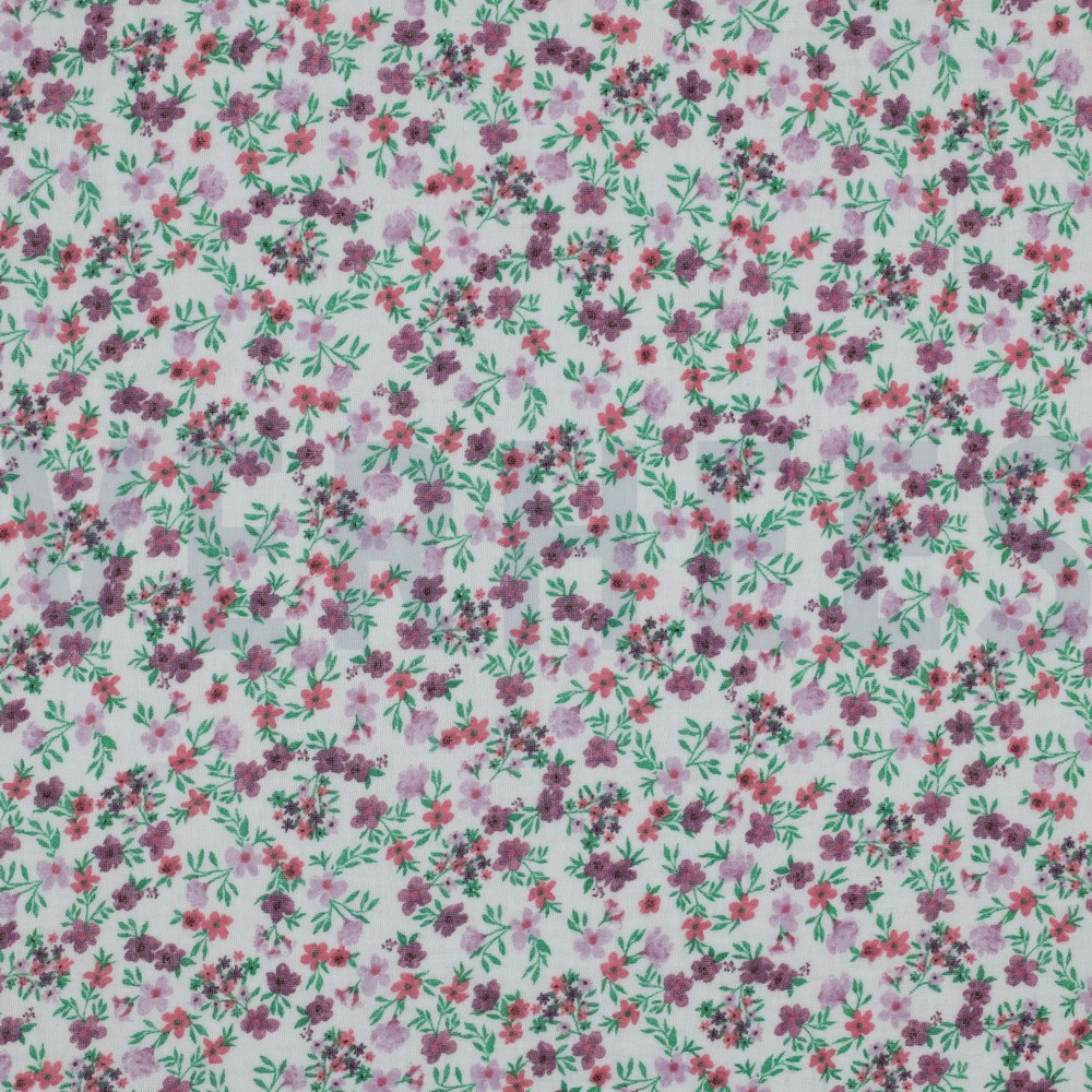 DOUBLE GAUZE GOTS DIGITAL FLOWERS GRAPE