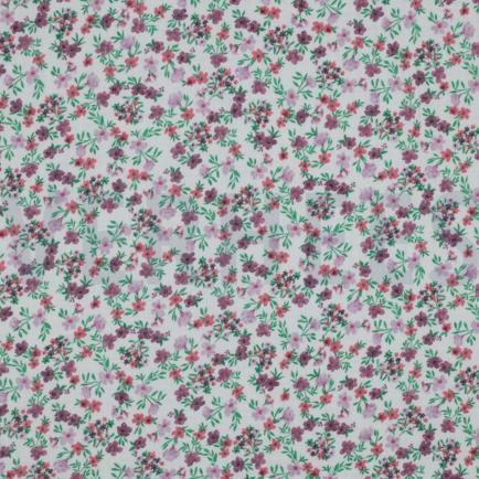 DOUBLE GAZE DE COTON GOTS DIGITAL  FLEURS RAISIN (hover)