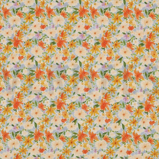 LEINEN VISKOSE CRÊPE DIGITAL BLUMEN GELB #7