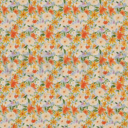 LIN VISCOSE CRÊPE DIGITAL FLEURS JAUNE (hover)
