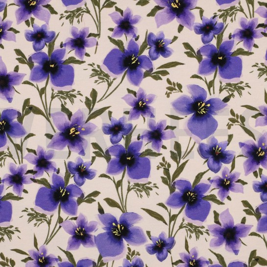 FRENCH TERRY DIGITAL FLEURS BLANC CASSÉ #7