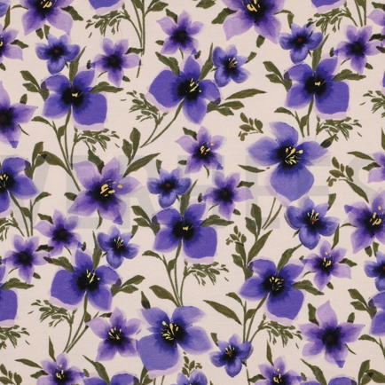 FRENCH TERRY DIGITAL BLUMEN GEBROCHEN WEISS (hover)