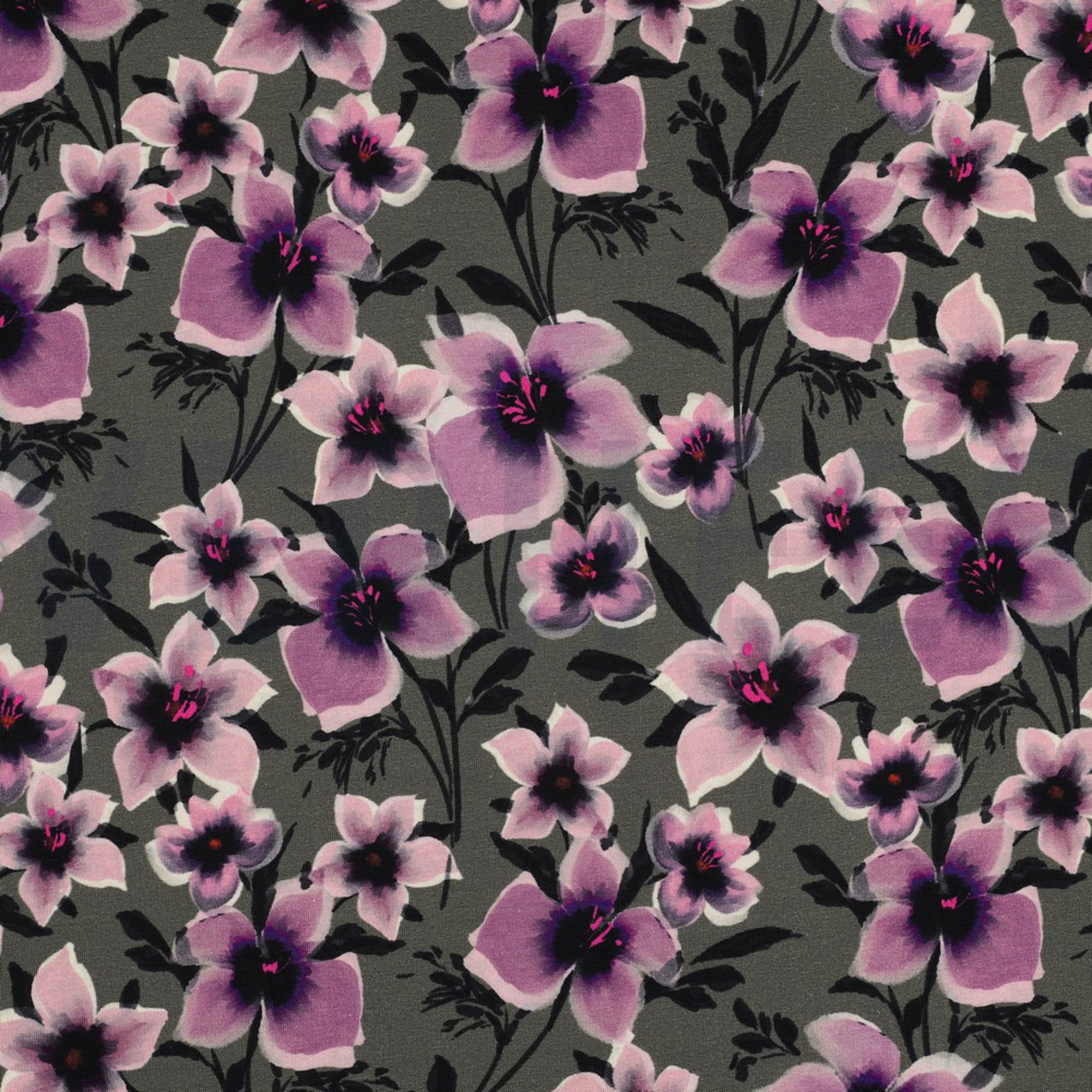 FRENCH TERRY DIGITAL BLUMEN GRÜN (high resolution)