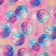 FRENCH TERRY DIGITAL DISCOBALLS LIGHT PINK (thumbnail)