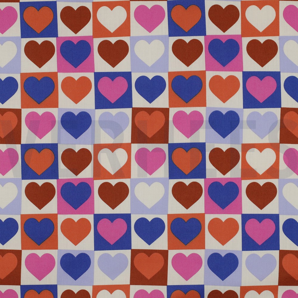 FINE POPLIN HEARTS OFFWHITE