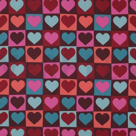 FINE POPLIN HEARTS BURGUNDY (hover)