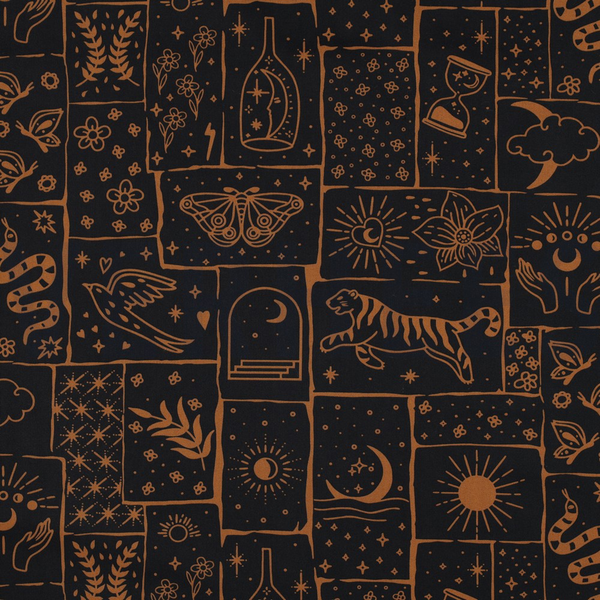 BAUMWOLLE POPELINE BOHO SCHWARZ (high resolution)