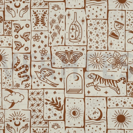 POPELINE DE COTON BOHO BLANC CASSÉ (hover)