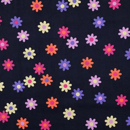 BABYCORD FOIL FLOWERS NAVY (hover)