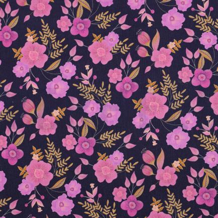 VELOURS MILLERAIES DIGITAL FLEURS BLEU MARINE (hover)